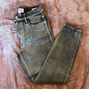 Frame Skinny Crop Metallic Jeans